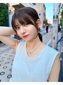 薄め前髪顔まわりレイヤーシースルーぱっつん前髪おくれ毛