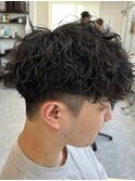 波巻きパーマメンズパーマメンズヘアツーブロックツイストパーマ