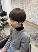 大人ショートボブ丸みショートカットマッシュショート前髪あり