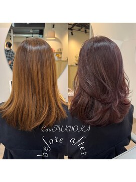 カラ フクオカ(Cara FUKUOKA) ラベンダーブラウン《髪質改善うる艶水素カラー＋カット★》