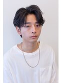 センターパート　ニュアンスパーマ