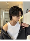 メンズヘア毛流れウルフカット10代20代韓国アイドル風ヘア
