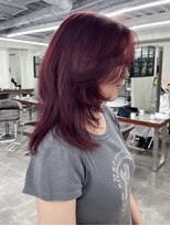 ニコ トウキョウ 渋谷(nico TOKYO)&nbsp;ダブルカラーチェリーレッドピンクブラウン韓国レイヤーロング