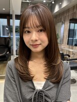 ハニーシブヤ(HONEY shibuya)&nbsp;ミディアムレイヤーカット/ココアブラウン/シャギー/韓国3