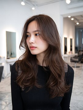 顔まわりカット/レイヤーカット/ナチュラルブラウン