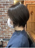 レイヤーボブハイライトカラーミルクティーベージュ