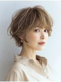 ミセスショートボブ白髪ぼかし脱白髪染め40代50代60代♪