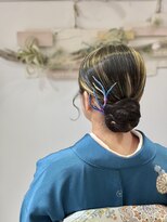 ヘアセットサロンエッジ(Edge)&nbsp;ボブヘアさんの訪問着でつるんとシニヨン