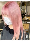 ホワイトピンク/大人かわいい/フェザーバング