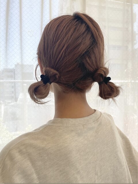 簡単アレンジ ツインアレンジ お団子ヘア