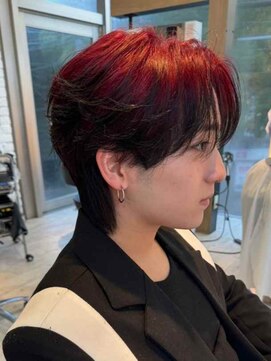 ダブル(W) メンズ/アンブレラカラー/レッドカラー/マッシュショート