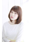 マロンベージュ/ミディアムボブ/内巻き[横浜]