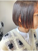 elama  オレンジインナーカラー×ミニボブ