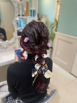 セットサロン マオ(MAO) スカーフと一緒に一緒に編み下ろしヘア