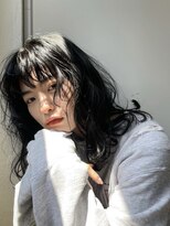 エイチ(H) シースルーマッシュハイライトセミロングブリーチなしカラーボブ