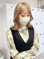 ツキ 横浜店(tuki)&nbsp;ミルクティーベージュピンクベージュダブルカラーブリーチカラー