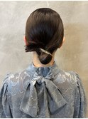 ミディアムヘアアレンジ/ヘアセット/結婚式ヘア/ローシニヨン