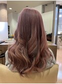 ピンクベージュカラーダブルカラーケアブリーチカラー