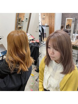 ディッシュ 五反田(dish) before→after/1ブリーチ/ミルクティーベージュ☆五反田美容室