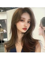 ジルバイジゼル(JILL by GiseL)&nbsp;セミロング　レイヤー　オリーブブラウン