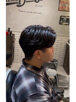 バーバーブロス 長堀店(BARBER BROS) 【BarBerBROS】毛流れニュアンスパーマ センター分け 垢抜け