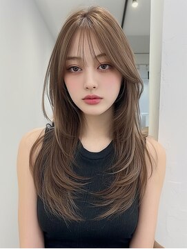 レア 渋谷(Le'a) レイヤーカットロングハイレイヤー顔周りレイヤーベージュ前髪