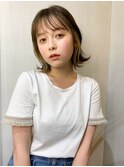 ぱつっとボブ×インナーシアーカラー/オリーブベージュ
