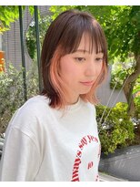 ブロンド 町田(BLONDE)&nbsp;ロブヘア_インナーオレンジ_チョコブラウン_ボブウルフ2