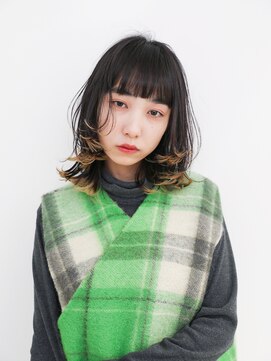 トゥコ(tuco) 裾カラー ブリーチ フェイスレイヤー 黒髪デザインカラー