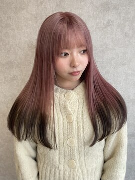 レガシーヘアーデザイン(Legacy hair design) 【Taku】ルーツカラー♪ペールピンク×ブラウン♪天神/今泉