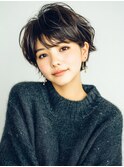 大人女性/ヘアセット黒髪/ボブルフ/ネビージュ/小顔/ワンレン