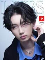 リップス 天神(LIPPS)&nbsp;LIPPS天神ナチュラルフェザーパーマセンターパートウルフ黒髪