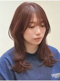 ハッシュカットレイヤーカットバーガンディ小顔ヘアRI-85