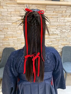 成人式/卒業式セット☆和装/袴/編み込みアレンジ/リボンアレンジ