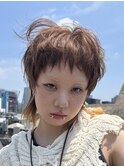マレットヘアウルフミディアムレイヤーショートマレット