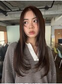 オリーブベージュレイヤーカットハッシュカット顔周りレイヤー