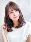 小顔カットワンカールレイヤーエアリーミディ♪黒髪毛先パーマ
