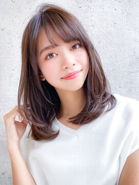 アグノス 青山(Agnos) 小顔カットワンカールレイヤーエアリーミディ♪黒髪毛先パーマ
