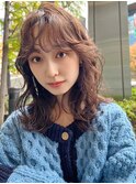 ベージュインナーカラーショートボブレイヤーミディアム前髪