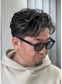イケオジパーマ&ホワイトメッシュハイライト