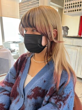 アトリエ エス atelier es HAIRDESIGN ハイトーン/お洒落ロング/エンドカラー/裾カラー/カシスレッド