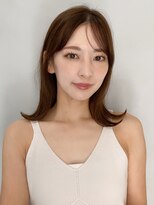 エトラ 渋谷店(etora) 前髪 外ハネボブ くびれヘア アプリコットオレンジ"