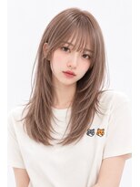 キャロル(CAROL)&nbsp;韓国レイヤー×ピンクベージュ｜顔まわりカット