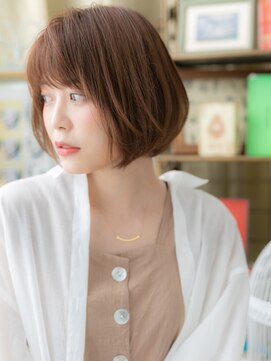 カバーヘア イヴ 戸頭店(COVER HAIR EVE) ハイライトカラー前下がり切りっぱなしボブa戸頭20代30代40代