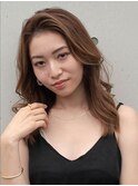 くびれボブ/カーキグレージュ/大人かわいい/フェザーバング