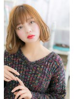 ミック ヘアアンドメイク アップ 駒込店(miq Hair&Make up) Aラインシルエット韓国風ミルクティーカラー前下がりボブb1