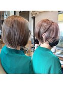 30代、40代/丸みくびれショートボブ×白髪ぼかしハイライト/大宮