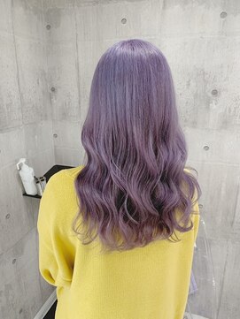 ワンズクロエ 原宿店(ONE's Chloe) イメチェンピンクベージュアンブレラカラー前髪ダークブルー原宿