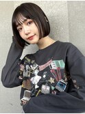 ストンっと収まるミニボブ/黒髪艶カラー