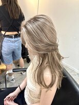 ブレンド 渋谷(BLend)&nbsp;前髪ハイライトカラーこなれミディイメチェンウェーブパーマ